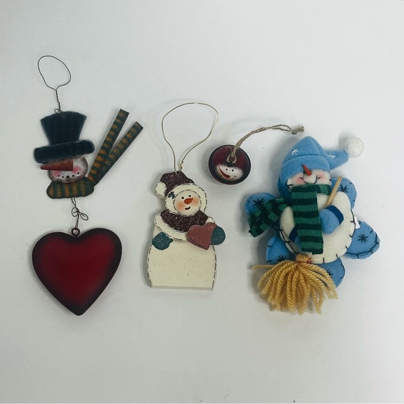 Christmas Ornaments lot of snowmen ornaments mixed lot of four primitive country - Picture 1 of 4